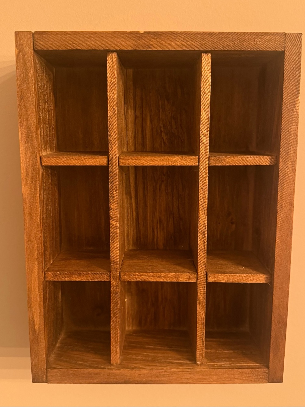Rustic Wooden 9 Compartment Organizer Box Tea Storage Shadow Trinket Tray